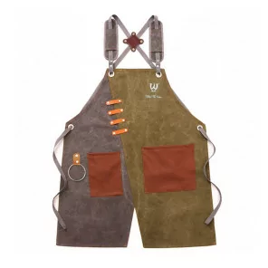 Canvas Apron With Leather Pockets