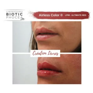 Biotic Phocea Airless Lip Pigments biotic ultimate red before after