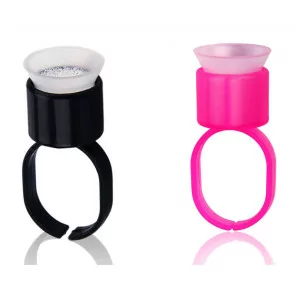 Disposable Ink Cup Ring With Sponge (Pink/Black)