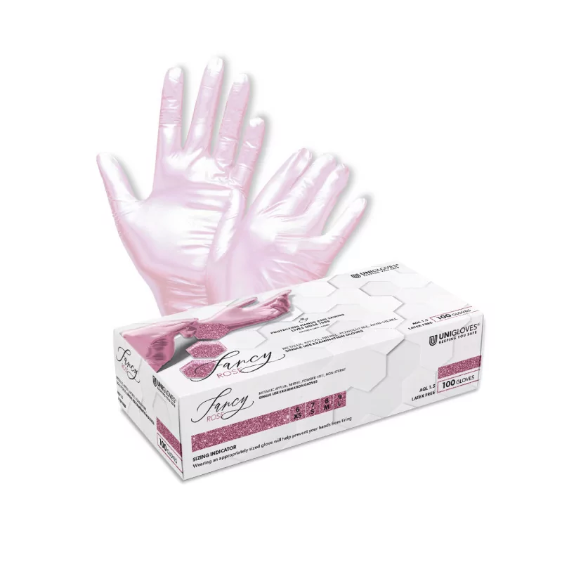 UNIGLOVES Fancy Nitrile Gloves Rose (100pcs)